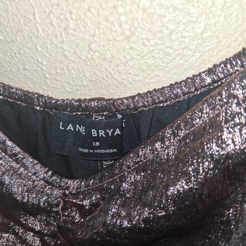 Lane Bryant Classic Square-Neck Metallic Shirred-Front Top Bronze Rose Gold 18